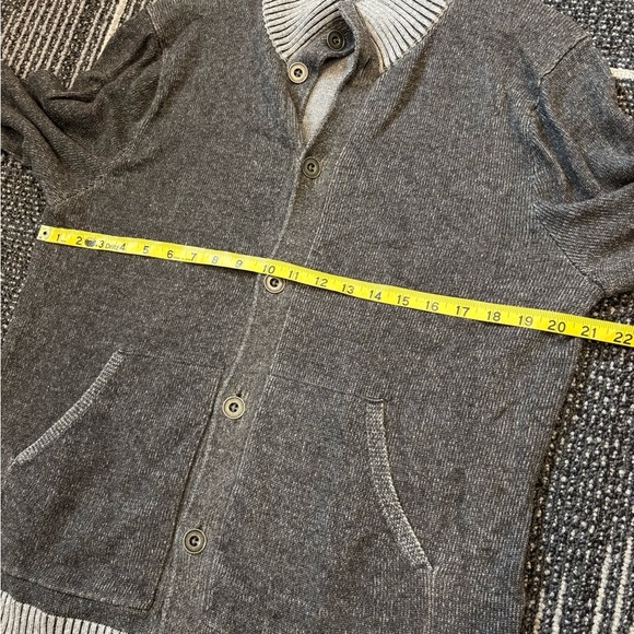 Banana Republic large sweater cardigan Gray Ribbed mock neck button front - Picture 10 of 13